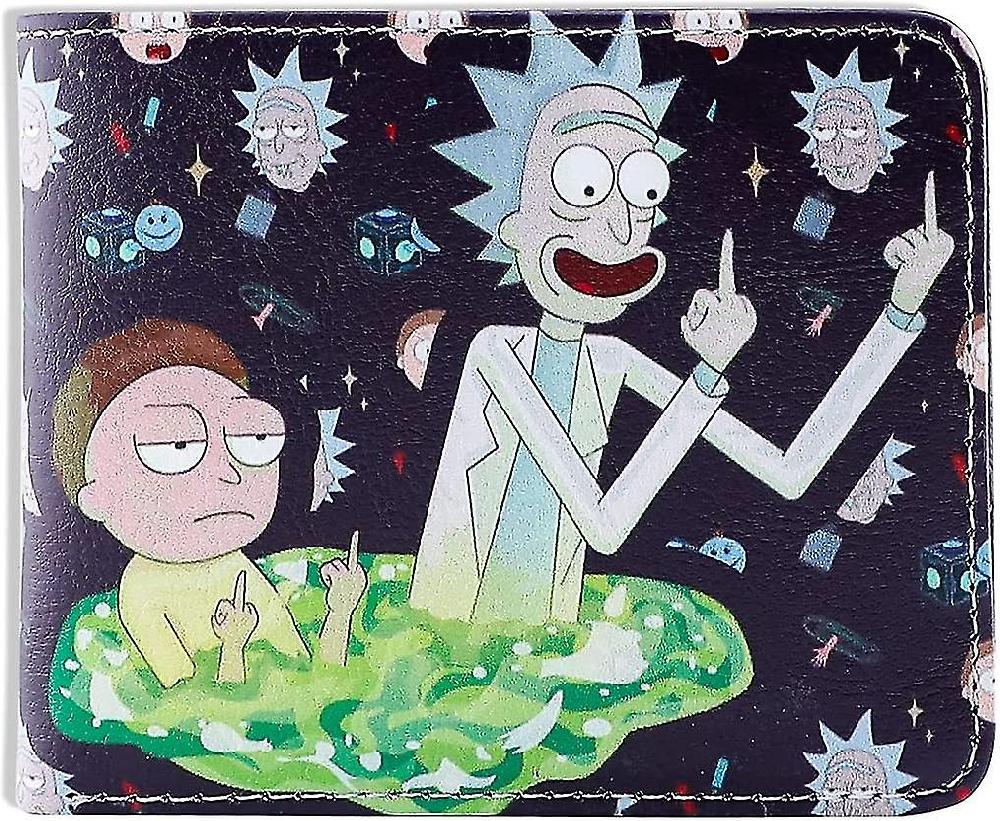 Men Boy Rick&morty Leather Wallet Biofold Cartoon Purse Credit Card Holder (a) Qualità