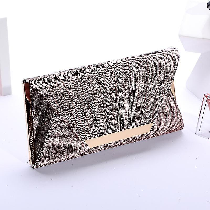 Trendy Women's Simple Pleated Sequin Bag Clip Mouth Evening Bag Hand-held One-shoulder Messenger Chain_tmall Qualità Garantita