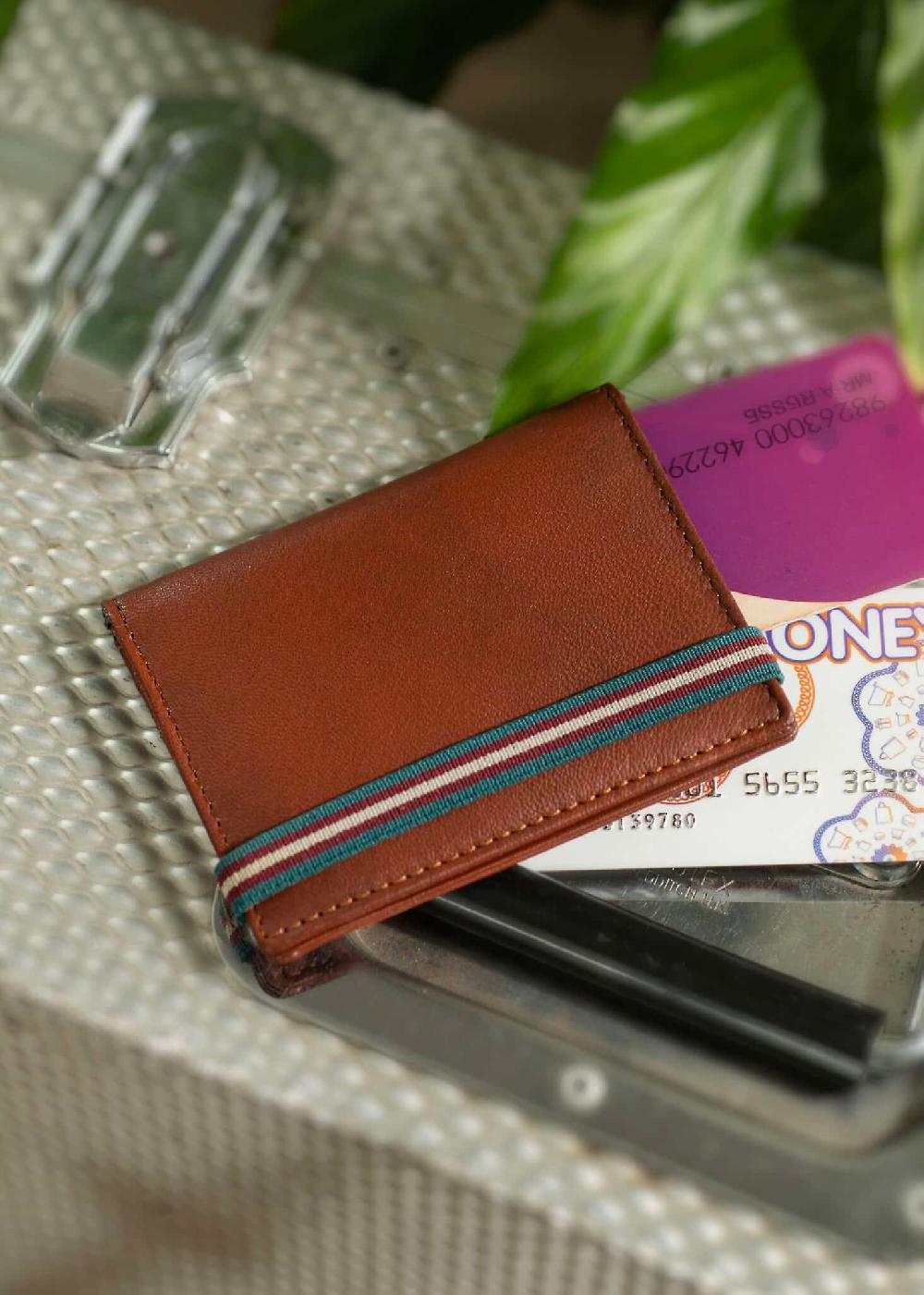 Super Soft Leather Credit Card Wallet With Elastic Fastening Hotsell