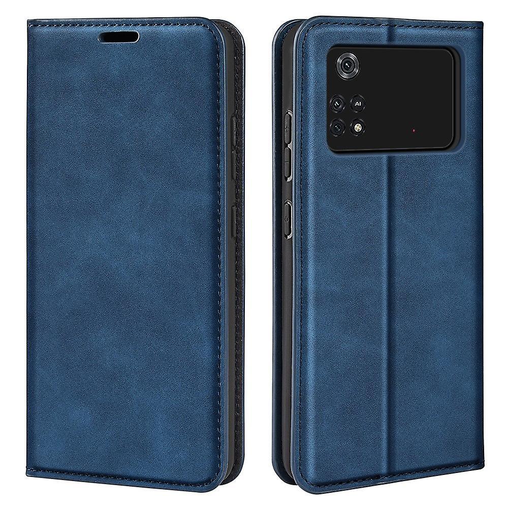 For Xiaomi Poco M4 Pro 4G Magnetic Auto-absorbed Stand Cover Skin-touch PU Leather Wallet Phone Case I Più Venduti
