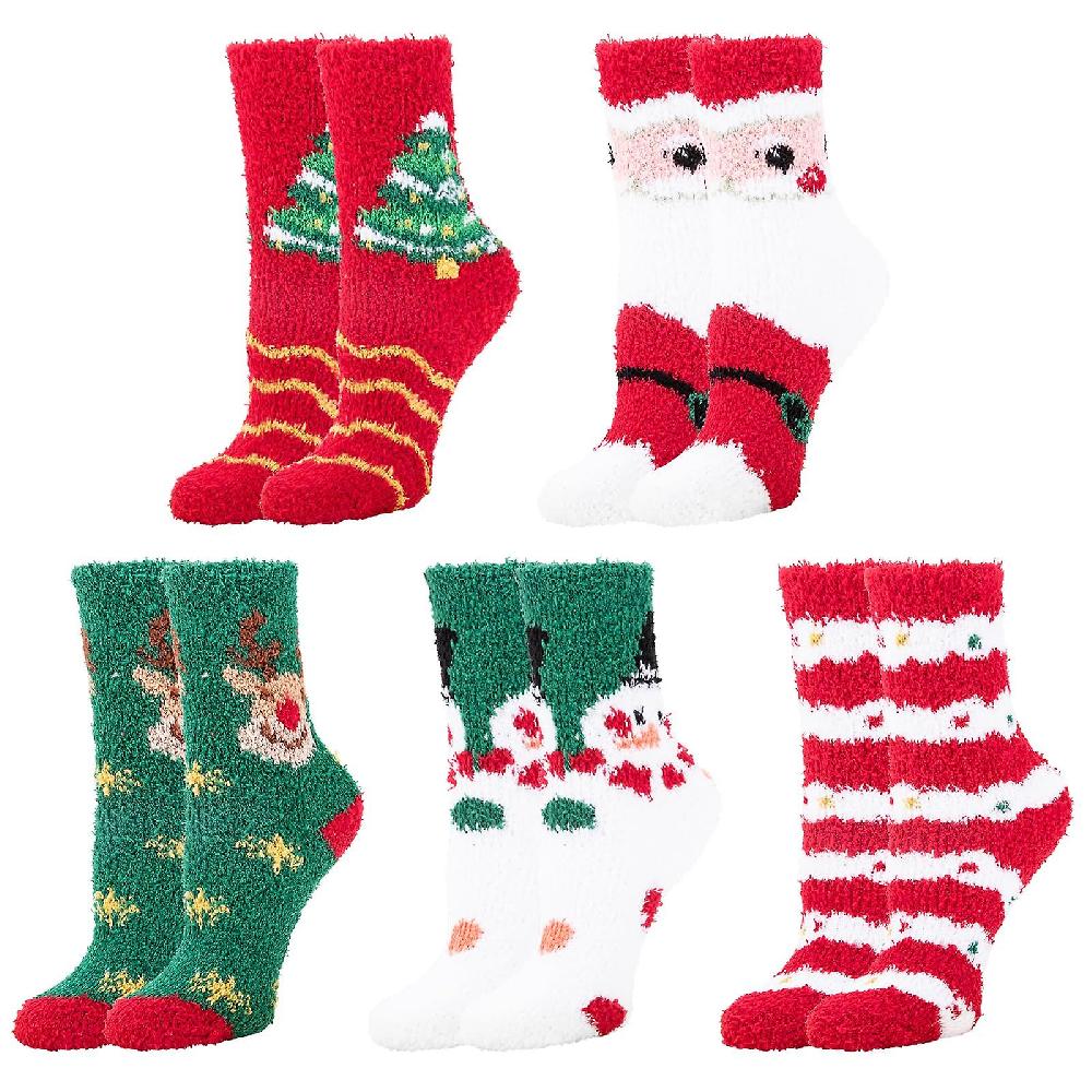 Cozy Soft Fluffy Slipper Socks for Men and Women 5 Pairs Fuzzy Bed Socks Plush Slipper Socks Winter Socks Sleeping Warm Socks for Christmas Gifts Vendita