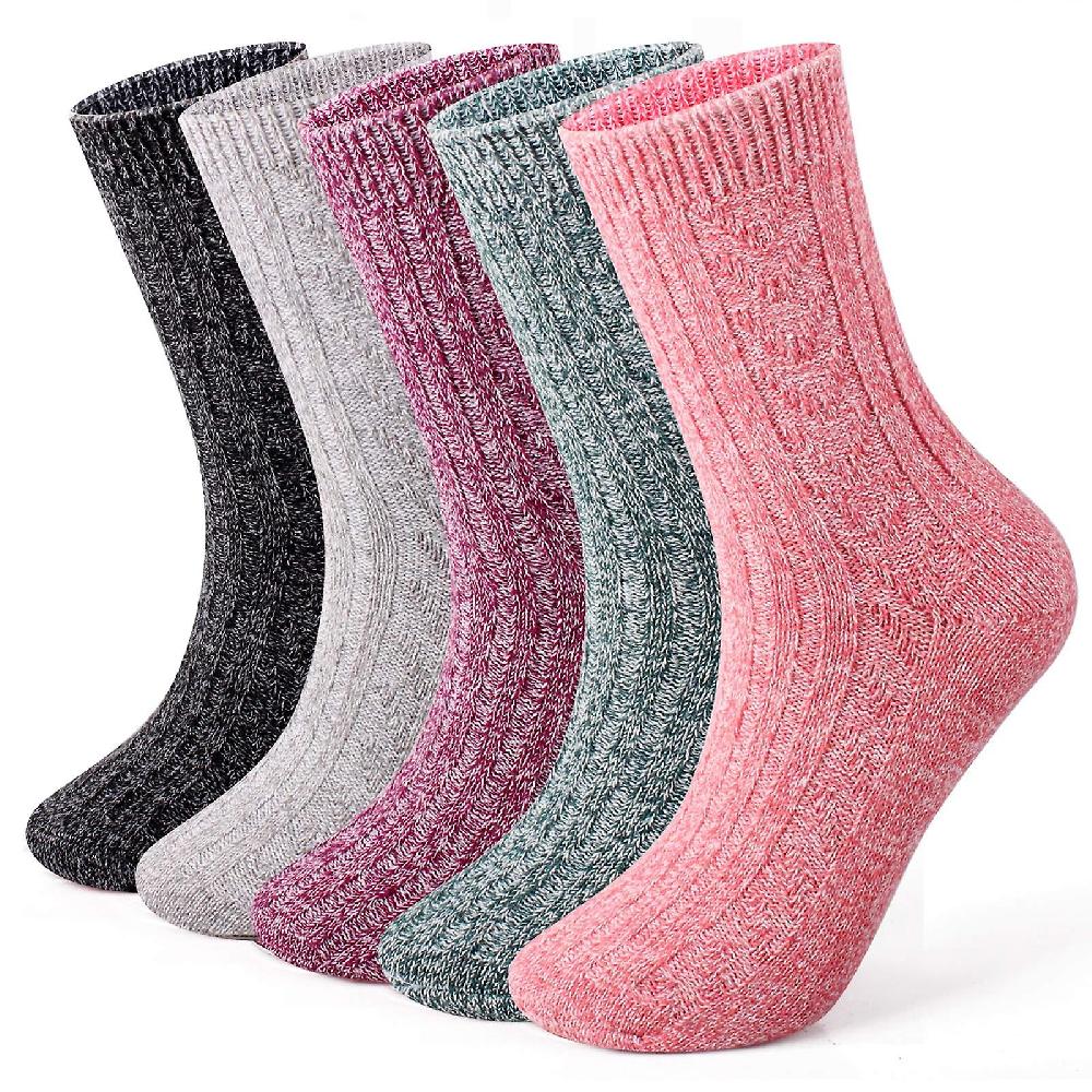 5 Pairs Thermal Women Socks Warm Thick Knitting Winter Wool Sock for Ladies 40-44 Negozi Online