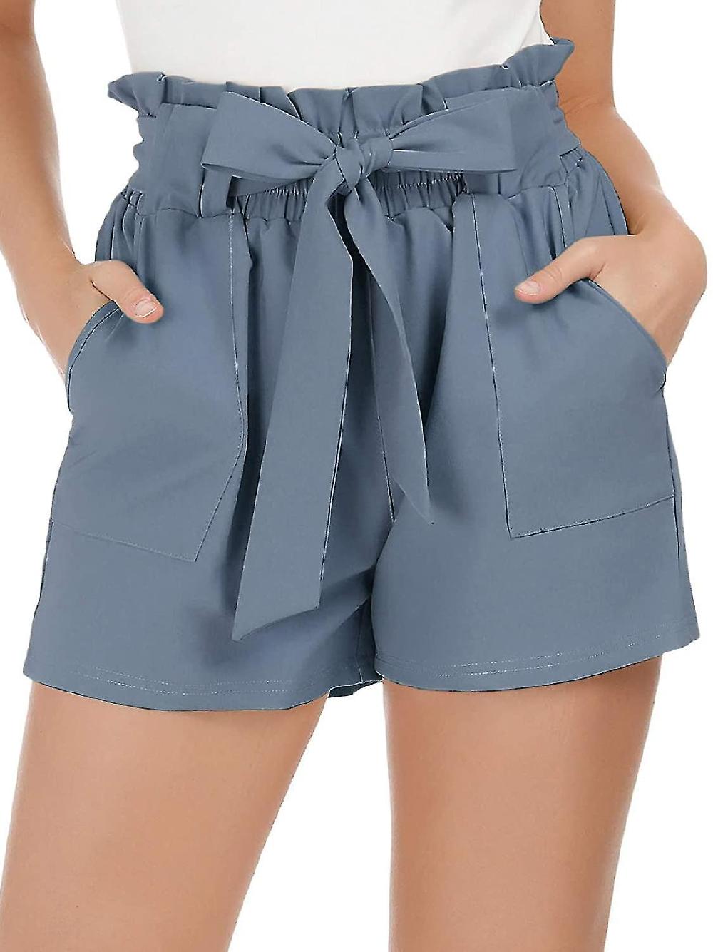 Women's Bowknot Tie Waist Shorts Wide Leg Loose Casual Summer Beach Shorts With Pockets Economico