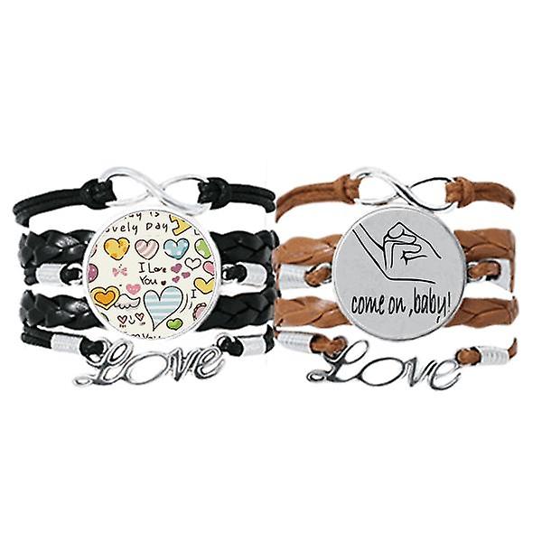 Nero personalizzato gesto bracciale mano cinturino pelle amore modello braccialetto doppio set I Più Venduti
