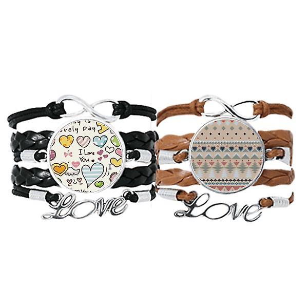 Blu Rosso Grigio Rhombus Triangolo Braccialetto Cinturino a mano Pelle Love Pattern Wristband Double Set In Saldo