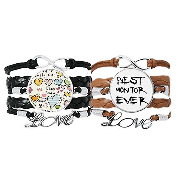 Best Moniter Ever Graduation Season Bracelet Hand Strap Leather Love Pattern Wristband Double Set Italia