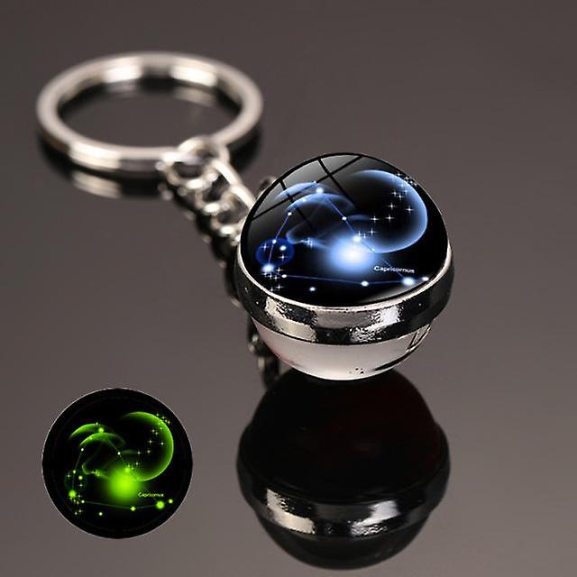 New 12 Constellation key ring Starry Sky Luminous Keychain Time Stone Glass Ball Key Chain Accessories Pendant Key Chain Gifts Soddisfazione Garantita