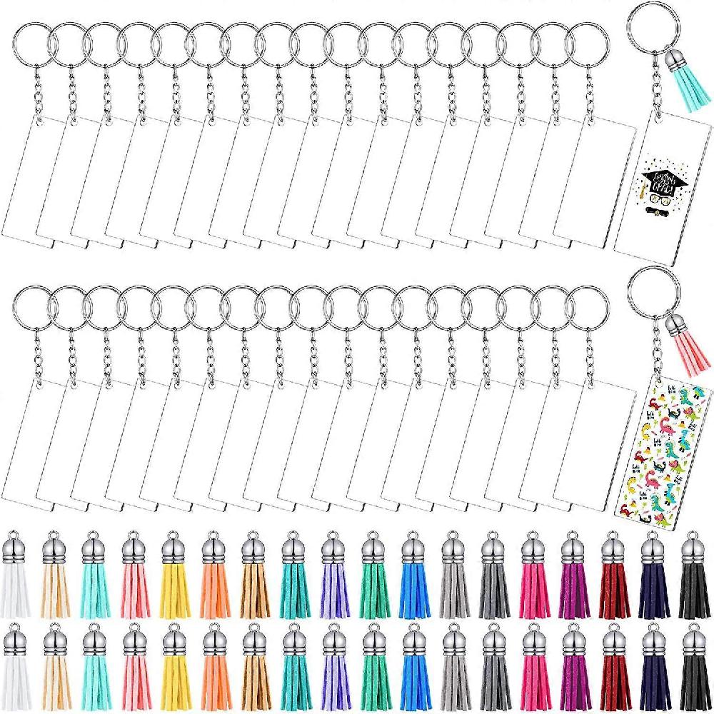 120pcs Creative DIY crafts multi-color tassel pendants circular acrylic keychain blanks hanging accessories photo commemorative Fino Al -60%