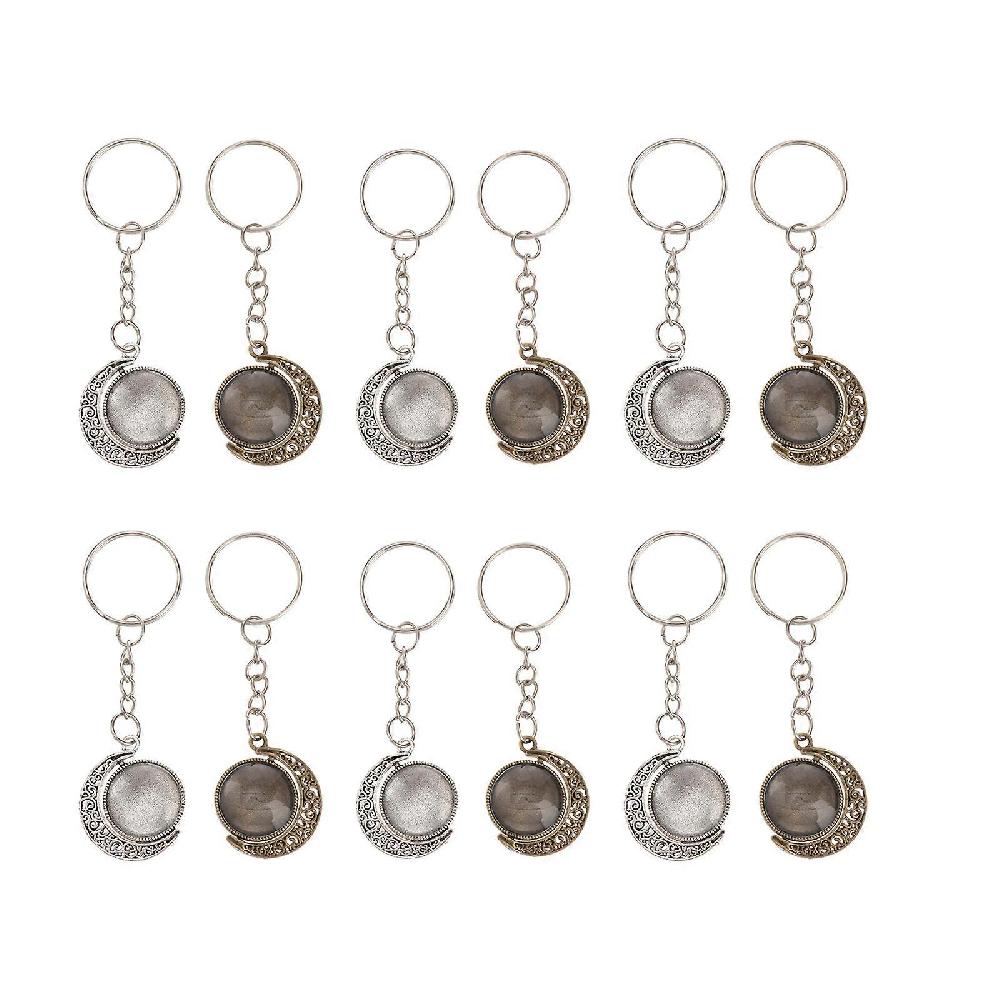 1 set of Pendant Trays with Cabochons Key Chain Pendant Blank Cameo Bezel