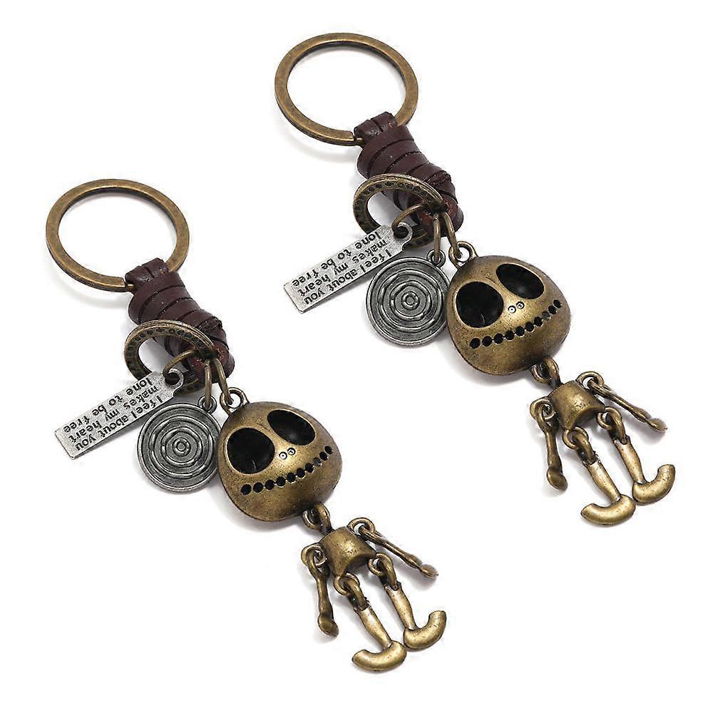 2PCS Keychain Vintage Skull Keychain Metal Keyring for Men Women Car Keys Holder Backpack Wallet Charms Birthday Present Metal cowkekey keychain Ha