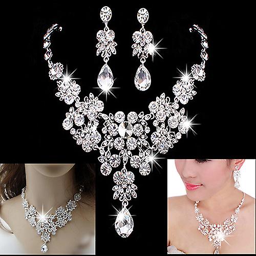 QingHai Women's Fashion Luxury Necklace + Earrings Necklace Banquet Wedding Jewelry Set Shopping Online