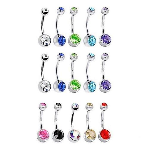 15pcs Unisex Punk Rhinestone Belly Bars Navel Button Rings Body Piercing Jewelry Affare Del Giorno