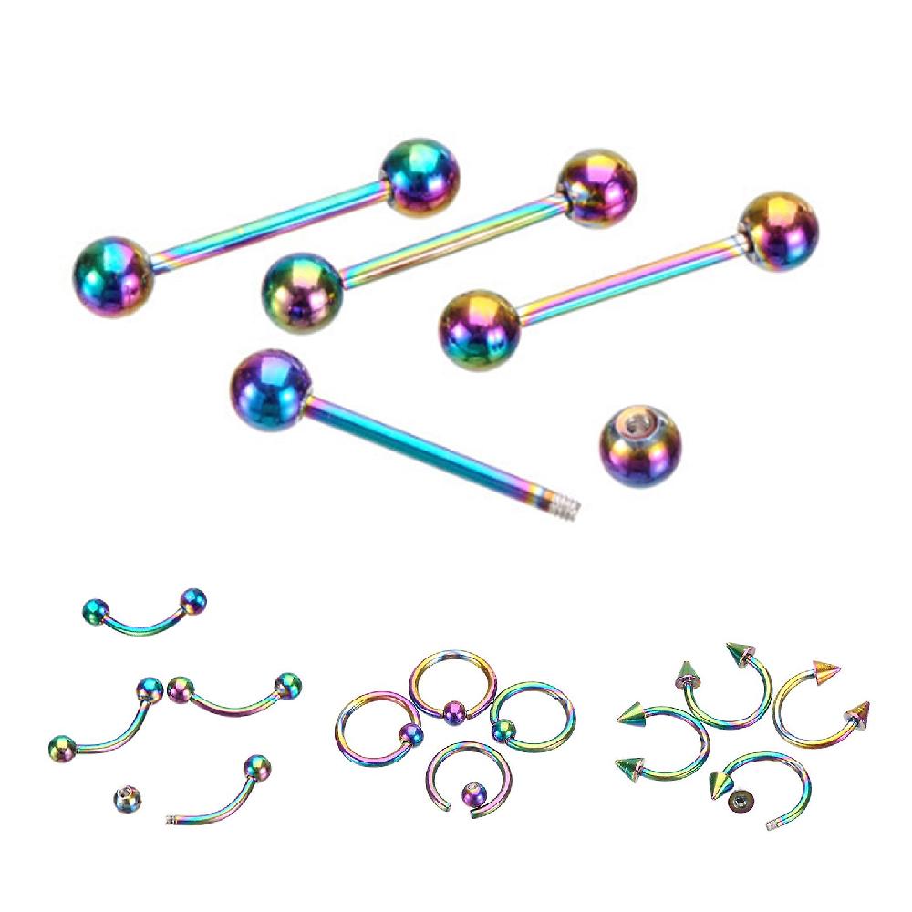 9pcs Mixed Style Lip Nipple Tongue Bar Barbell Ring Labret Body Piercing Jewelry Sottocosto