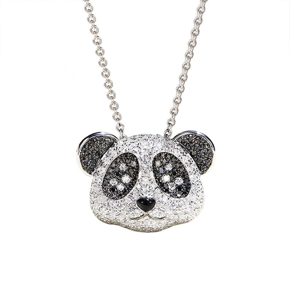 Shining Cubic Zirconia Necklace Earrings Ring Adjustable Panda Shape Stud Earrings Opening Ring Pendant Necklace Jewelry Accessory Convenienza