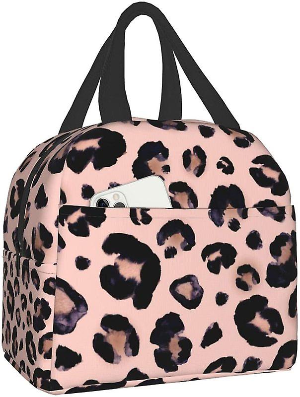 Lunch Bag for Women Leopard Print Cheetah Pink Insulated Lunch Box Cooler Tote for Adult Kids Work Office School Picnic Reusable Lunch Boxes & Totes 2025