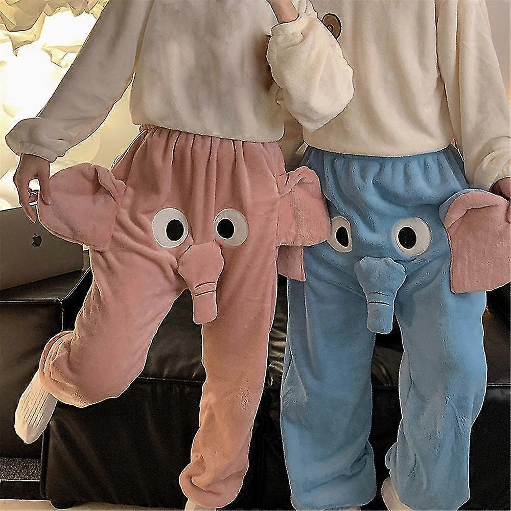 Proboscide di elefante 3d flanella Pigiama Pantaloni Uomo Donna Unisex Coppia Amanti Divertente Cartone Animato Animale Inverno Caldo Casual Accogliente Morbido Casa Pantaloni Pjs Pigiama Qualità