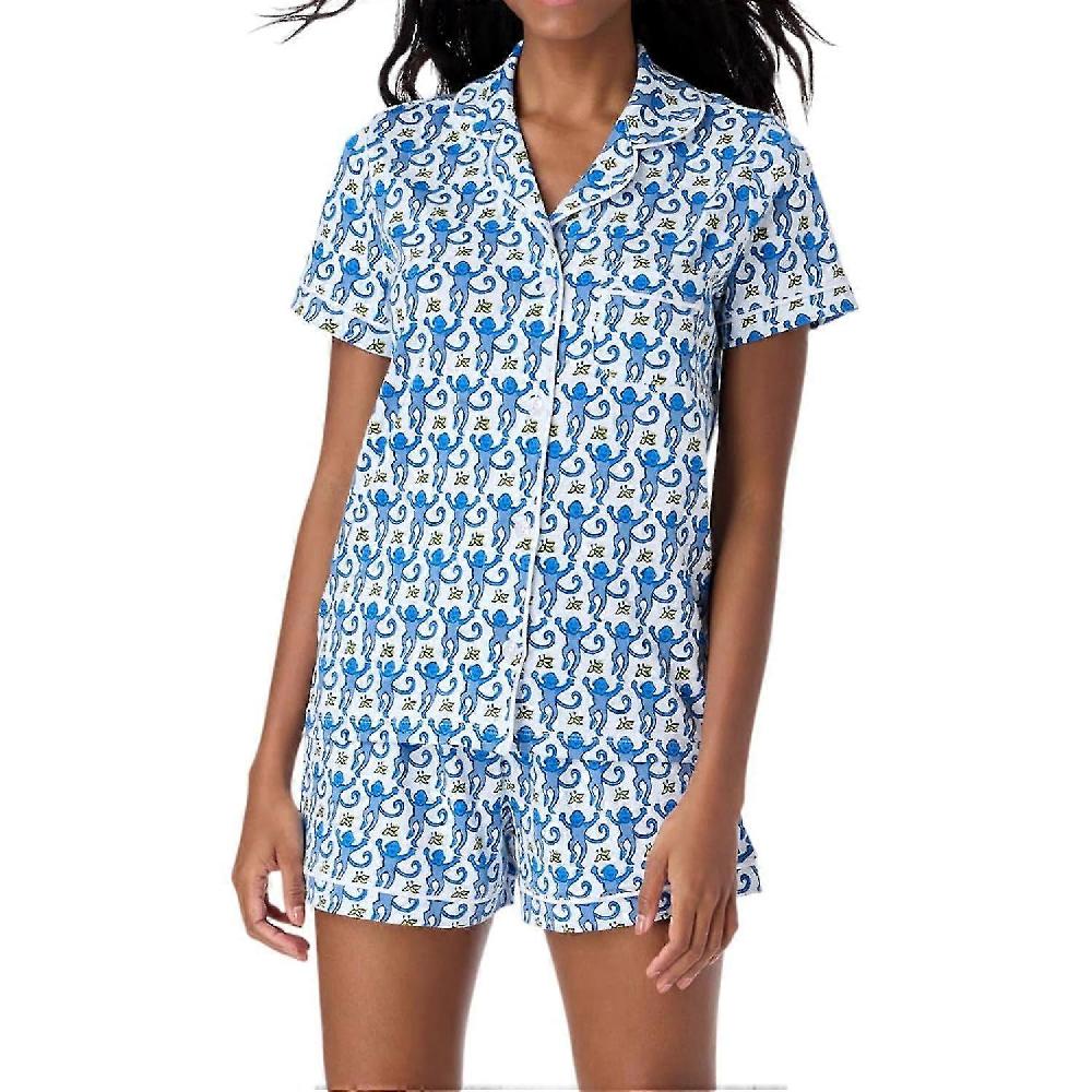 Womens Pajamas Set 2 Piece Button Down Monkey Shorts Set Y2k Preppy Loungewear Pjs