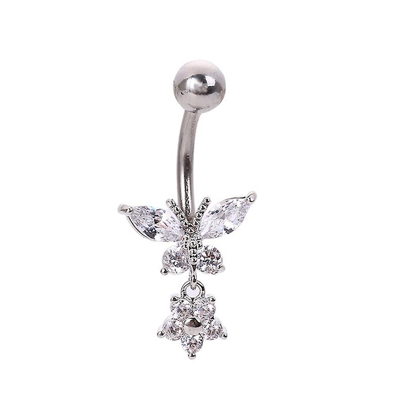 Butterfly Zircon Surgical Steel Navel Piercing Belly Button Rings Body Jewelry Promozione