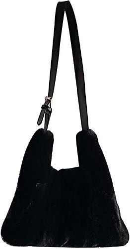 Borsa a tracolla in peluche Soft Fluffy Tote Bag In pelliccia sintetica Borsa a tracolla regolabilenero Consegna Veloce