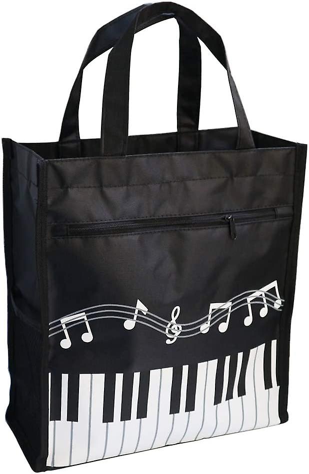 Borsa musicale Borsa a mano impermeabile Oxford Panno Musica Tasti pianoforte Modello per shopping Viaggi Nero Promozione Limitata