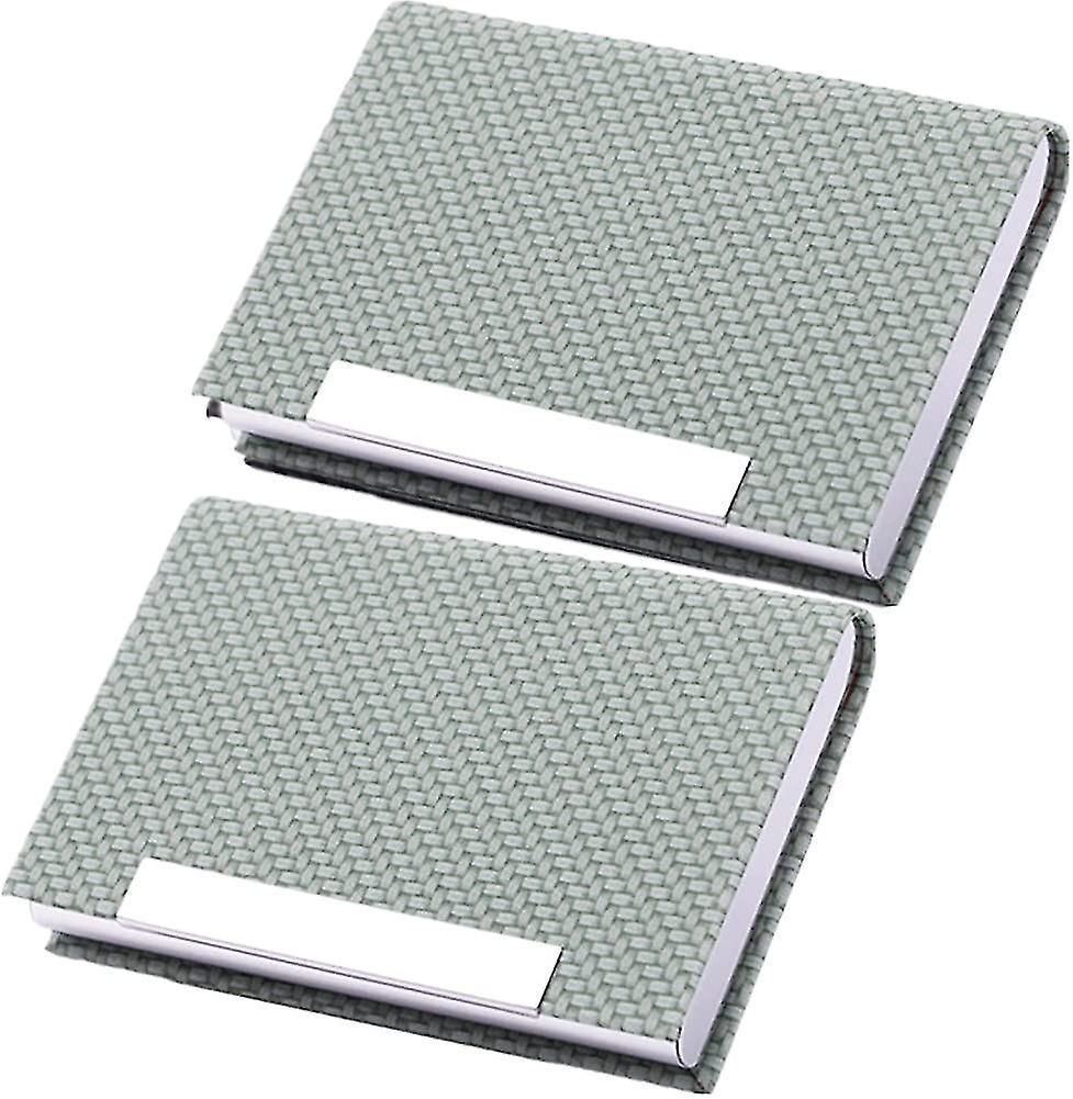2 Pieces Business Card Holder. Card Holder In Pu Leather And Stainless Steel In vendita