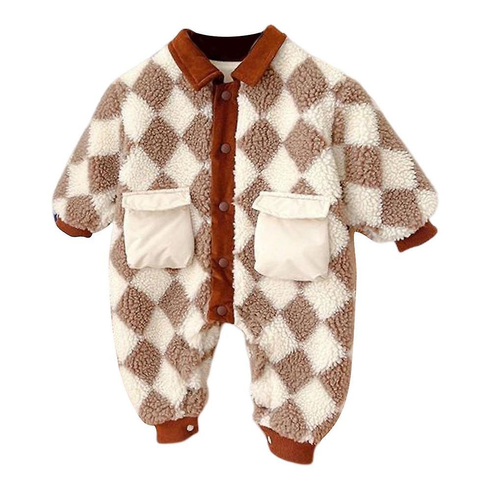 Tuta per bambini Tuta da zigolo in pile a quadri con design doppiopetto Tuta da neve per bambini Piccole tasche sui lati Offerta natalizia