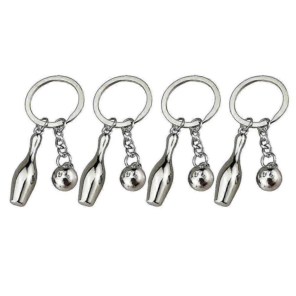 4 Pcs Tennis Keychain Bowling Pendant Bowling Key Chain Sports Key Rings Bowling Keychain Black Friday Prezzi