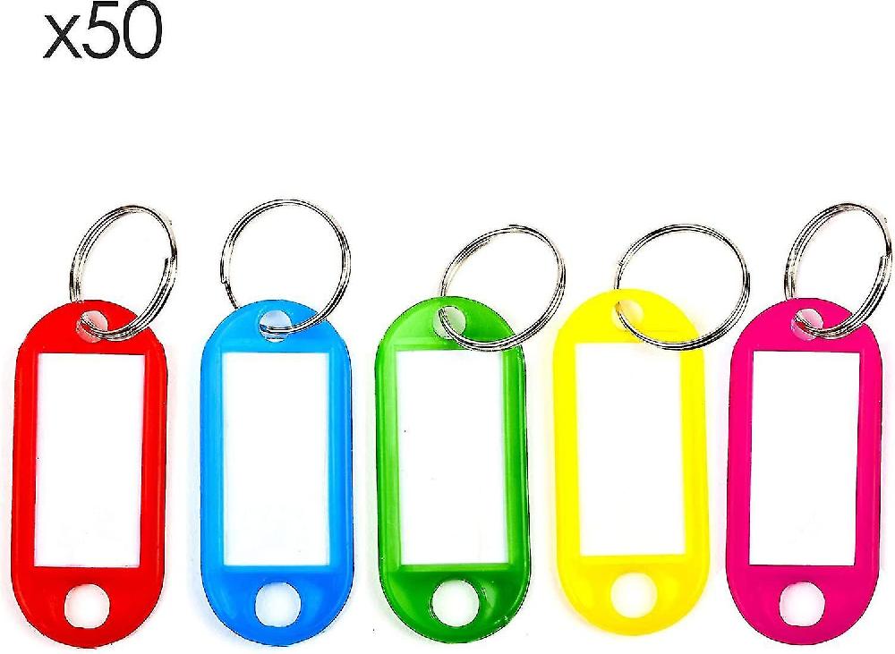 Carte di plastica da 50 pezzi colori casuali con etichette di carta e portachiavi ad anello diviso Duty-free