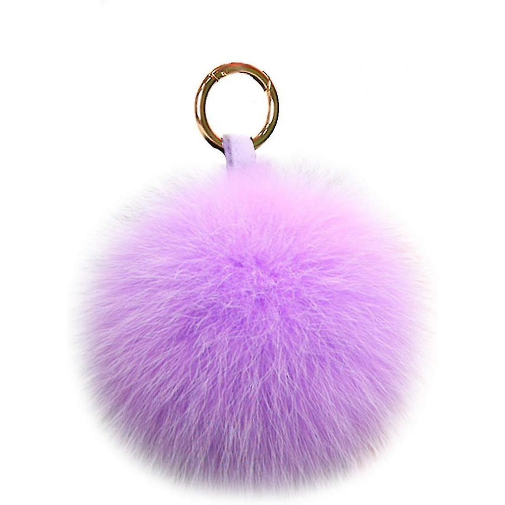 Grande Vera Pelliccia di Volpe Pom Pom Portachiavi Borsa Charm Fluffy Fur Ball Anello d'Oro QOU Promozione