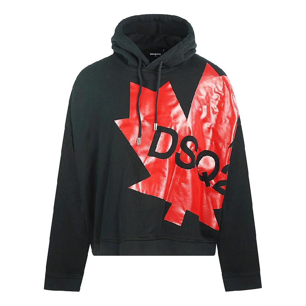 Dsquared2 Large Maple Leaf Logo Oversize Felpa con cappuccio nero In Saldo