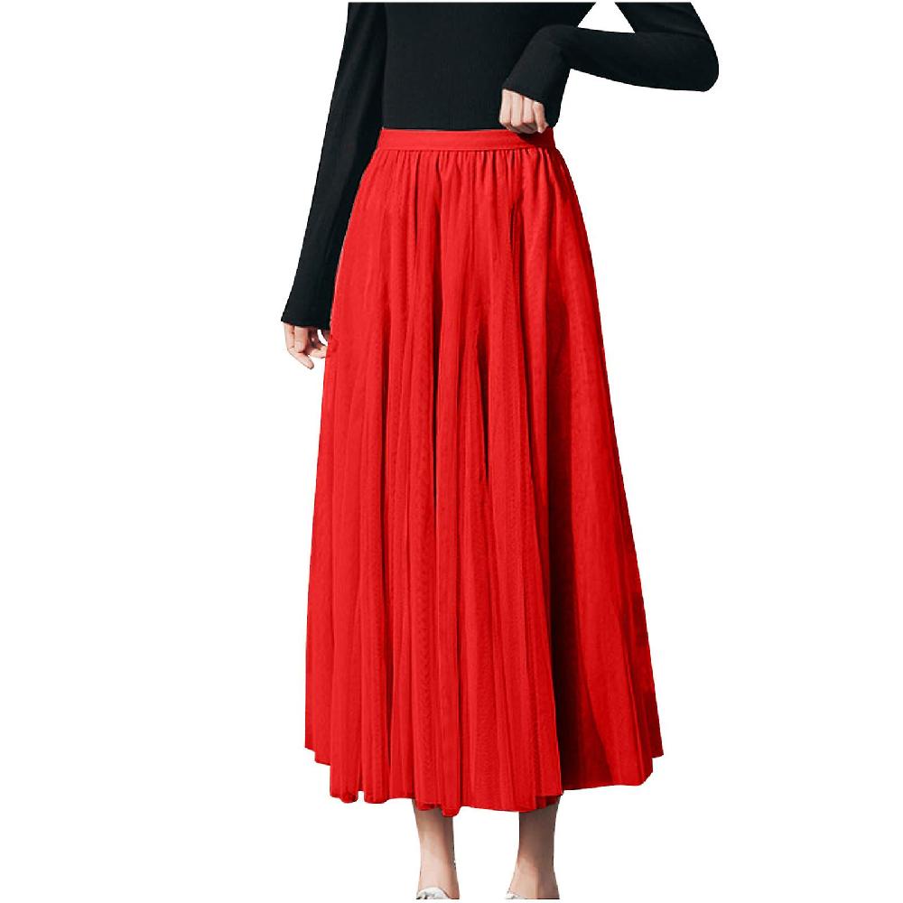 Skirts For Women Plus Size Fashion Women Solid Skirt Strap Ladies Floral Skirts Mesh High Waist Skirt Pleated Skirt Nuovi prodotti