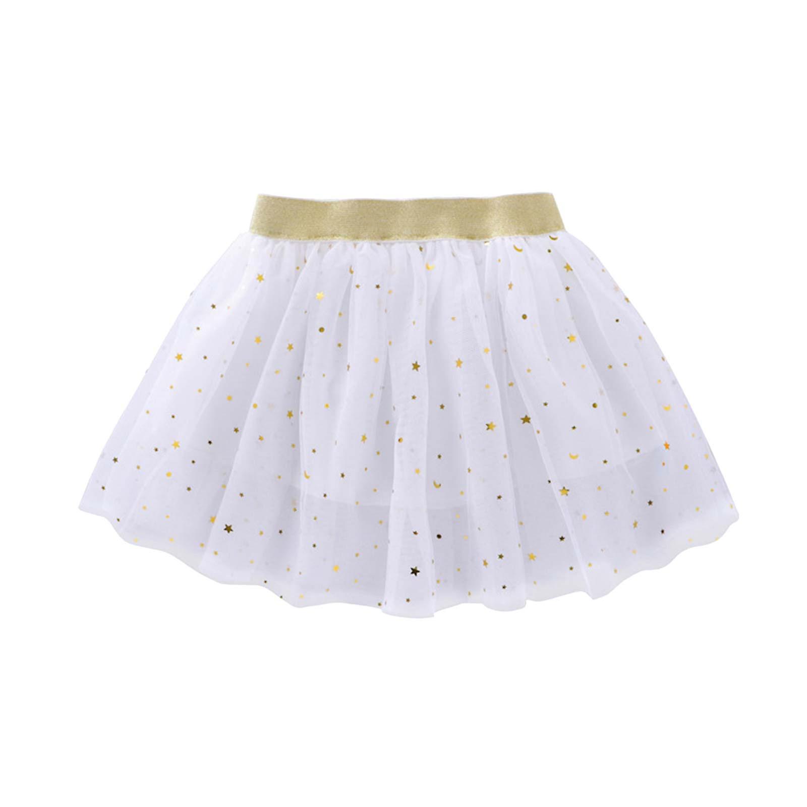 Summer Skirts For Women 2023 Toddler Girls Cute Party Dance Solid Color Net Yarn Sequins Stars Tulle Liquidazione