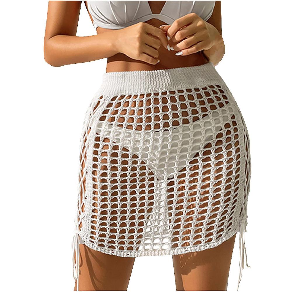Skirts For Women Plus Size Sexy Perspective Hollow Out Cross Bandage Hip Wrap Skirt Holiday Beach Skirt ACQUISTA ORA