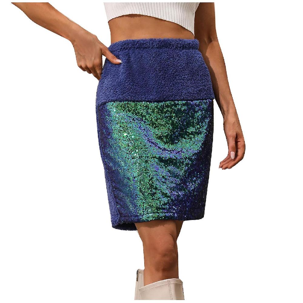 Women Skirts Women'S Casual Fashion Plush Sequins Stitching Christmas Wind Bag Hip Skirt Fino al 55% di sconto