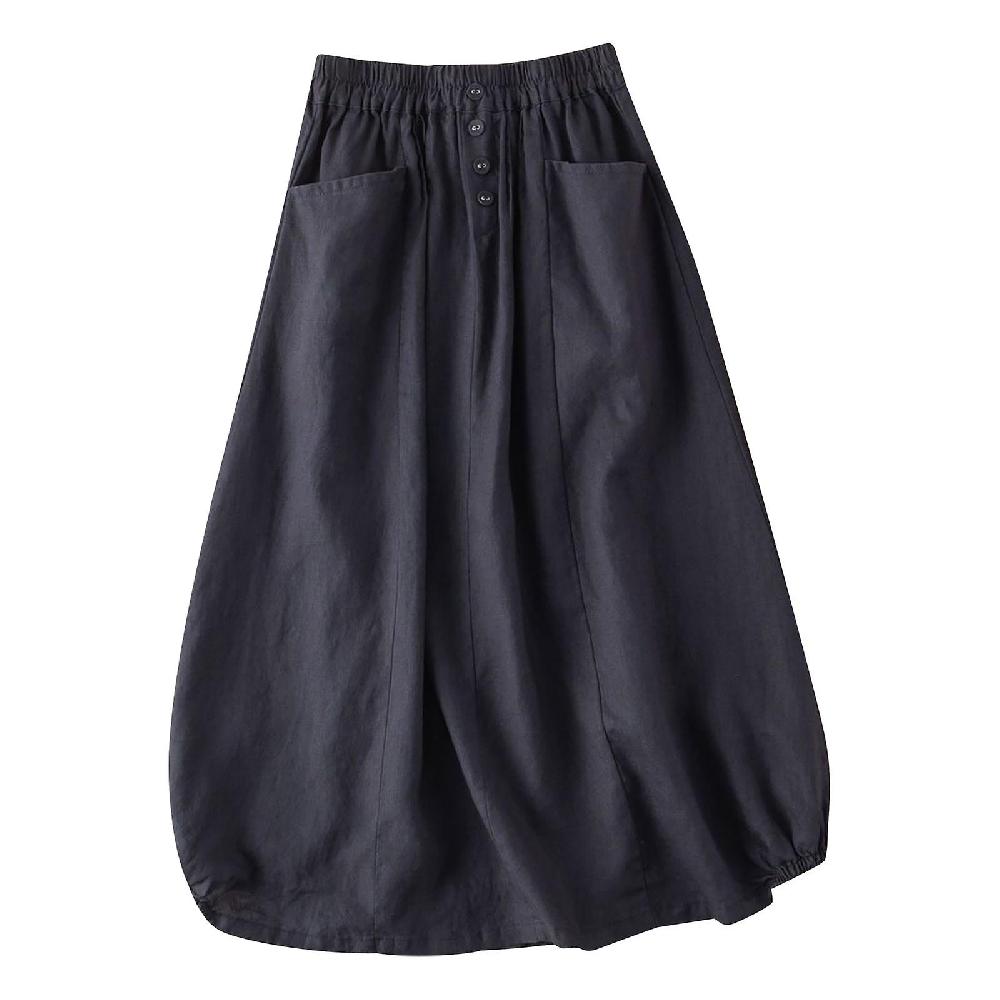 Gonne Primavera Moda Donna Media Lunghezza Elastico Vita Grande Swing Cotone Lino Gonna Discount Store per i nuovi prodotti