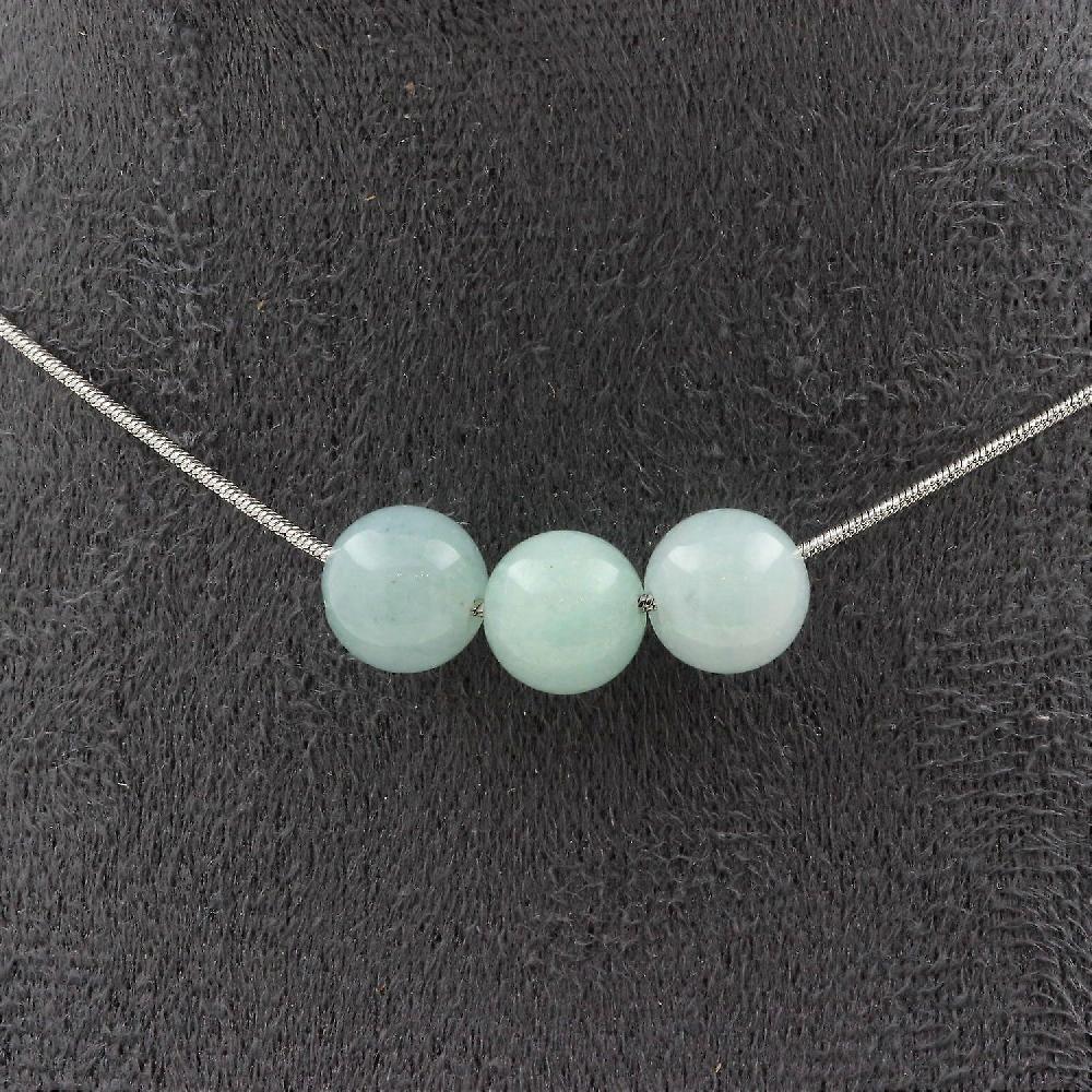 Necklace with 3 Amazonite beads 8 mm Stainless steel chain Esporta salva