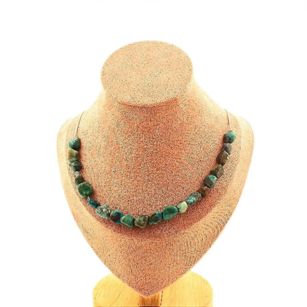 Necklace 20 Chrysocolla beads from the USA Stainless steel chain Italia