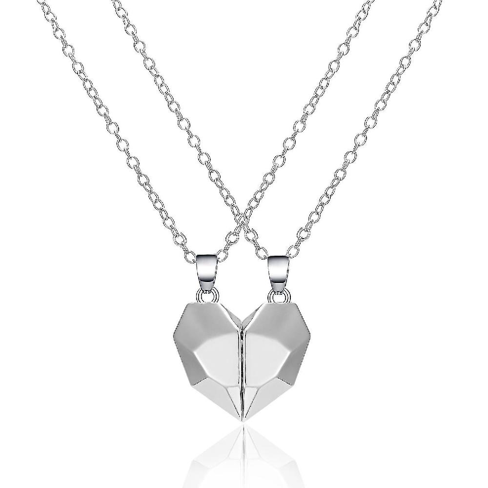 Two Souls One Heart Pendant Magnet Necklace Couple Wishing Stone In Linea