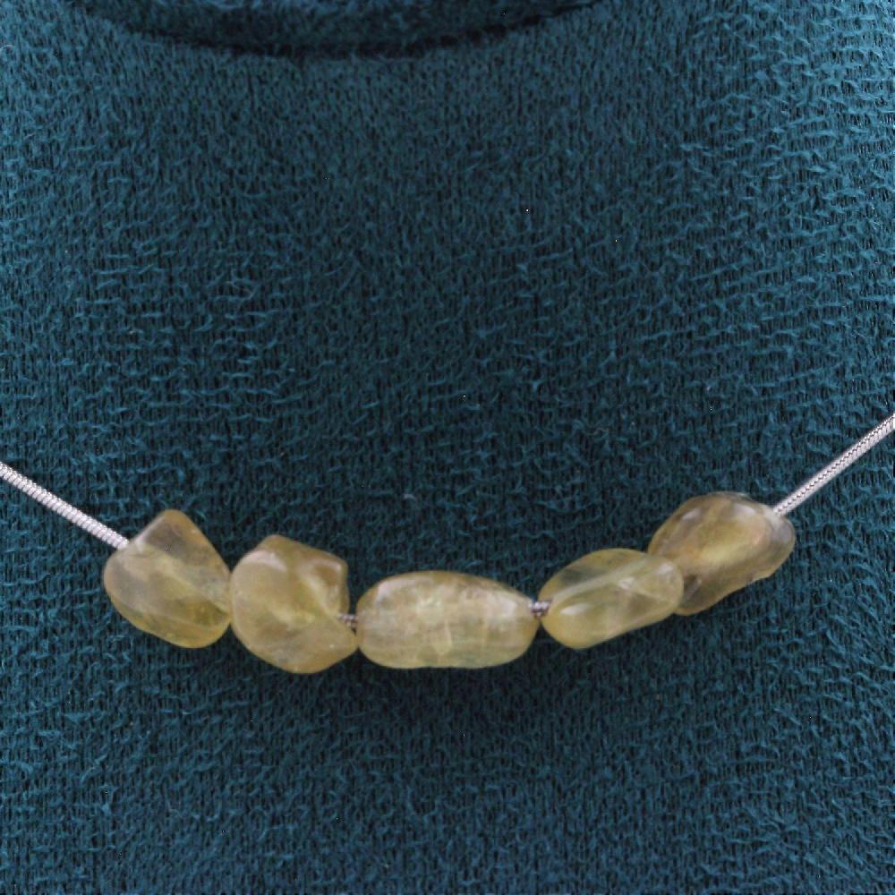 Necklace with 5 yellow Apatite beads from Madagascar Stainless steel chain Nuovo