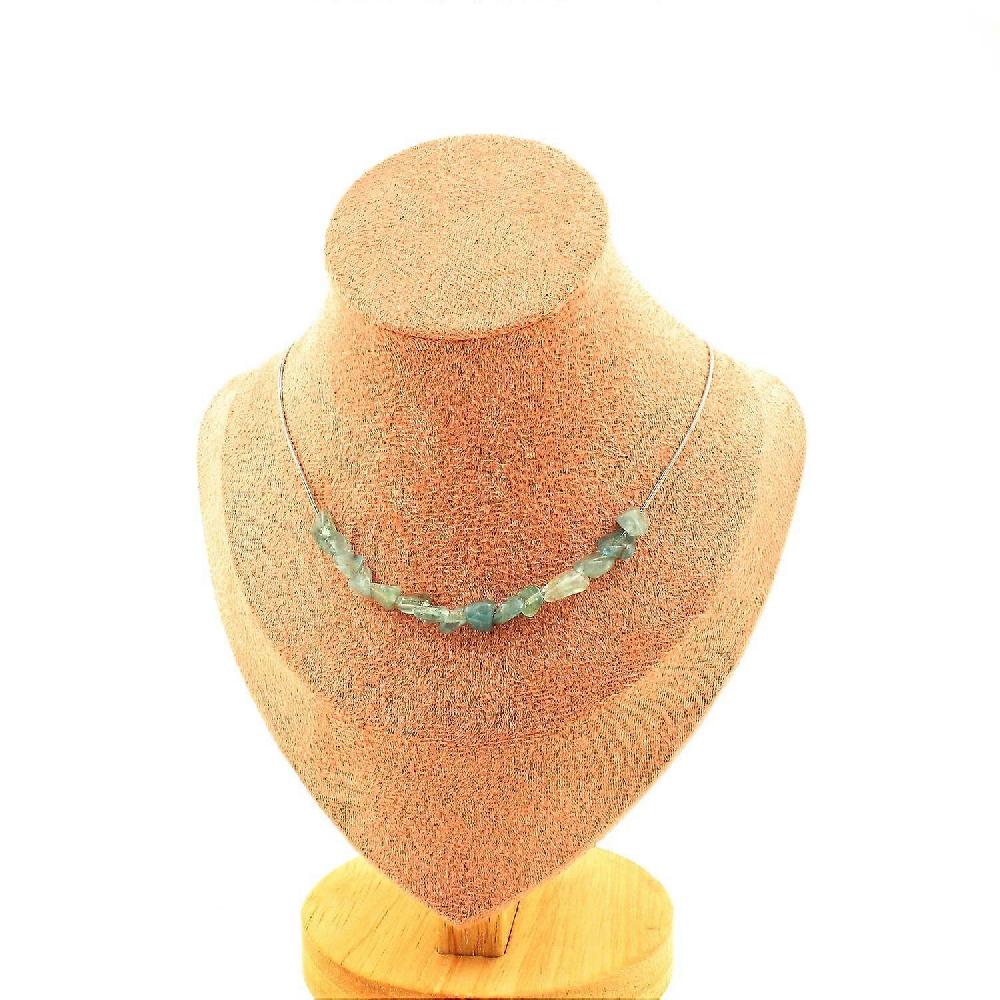 Necklace 15 Apatite beads from Brazil Stainless steel chain Qualità