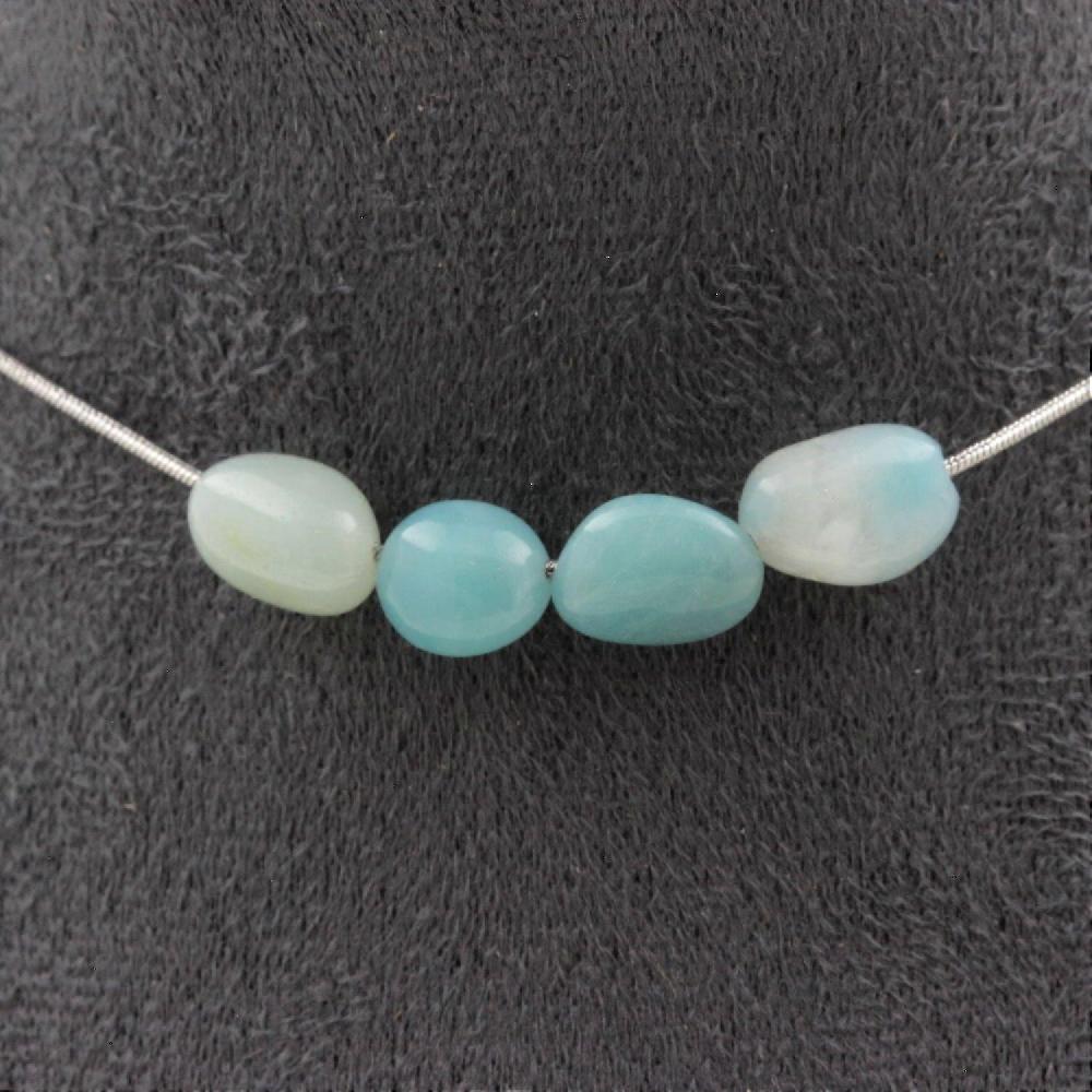 4 Amazonite pearl necklace from Brazil Stainless steel chain