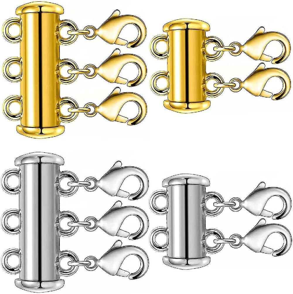 Magnetic Layered Necklace Clasps 4 Pieces 2 Size Slide Clasp Lock Necklace Connector For Multi Strands Slide Tube Clasps Affare Del Giorno