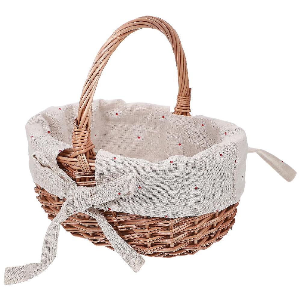 Hand-woven Wicker Linen Basket Portable Woven Flower Basket Wedding Flower Basket for Wedding Proposal (Khaki) Offerta San Valentino