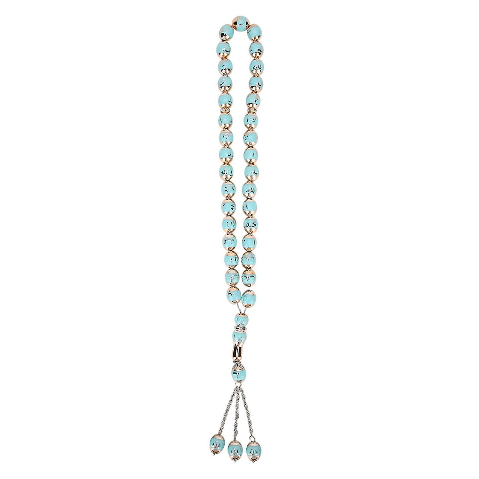 Resin Unisex Muslim Prayer Beads Round Rediing Words Rosary Worship Supplies Accessorylake blue