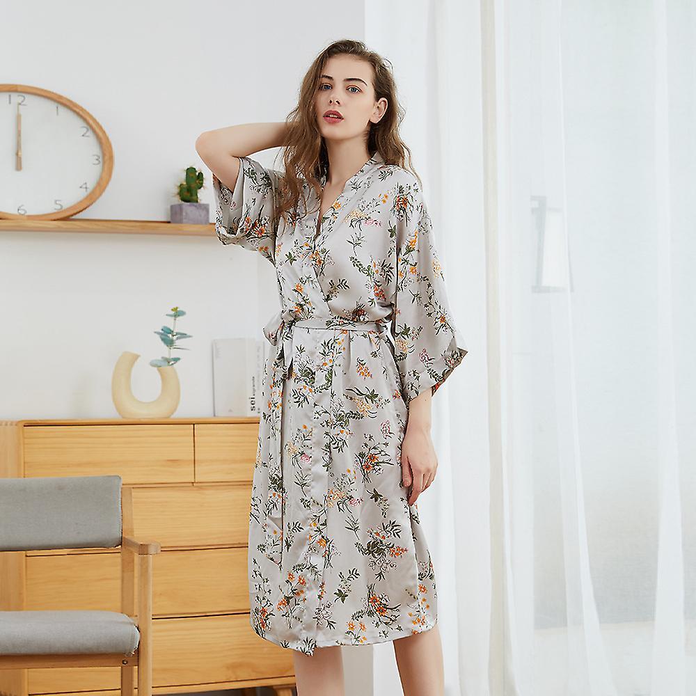 Printed Nightgown Sexy And Comfortable Home Nightgown Spring And Autumn Nightgown Ice Silk Satin Home Clothes Silk Prezzo Ridotto