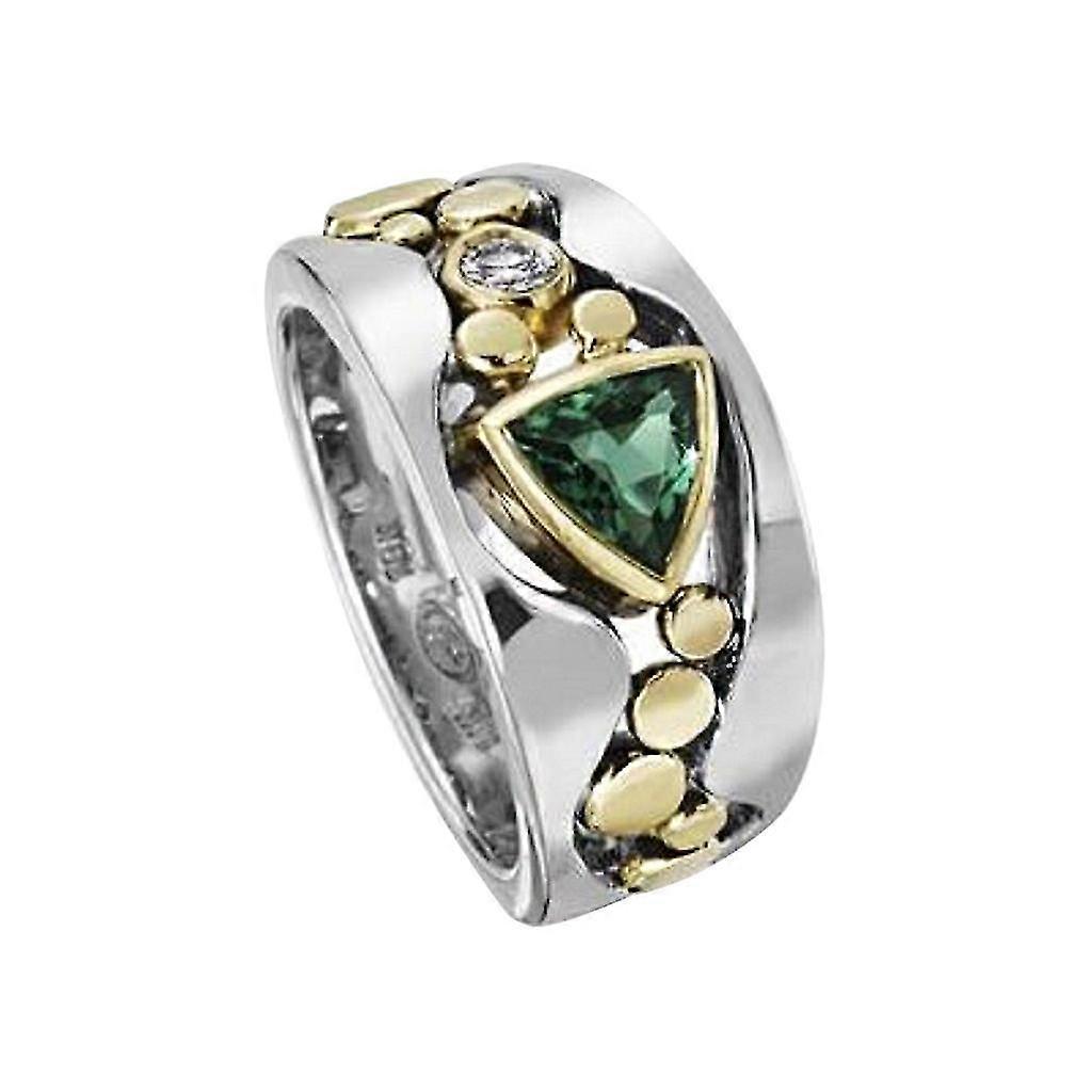 Creative Hollow Inlaid Green Zircon Ring Engagement Party Jewelry Size 6-10 Grandi sconti