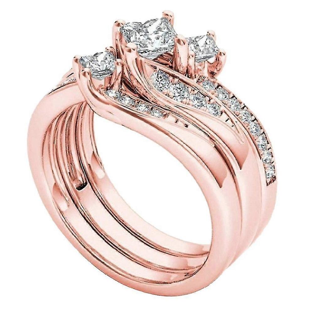 Rose Gold Diamond Ring Natural White Romantic Wedding Jewelry Latest stili