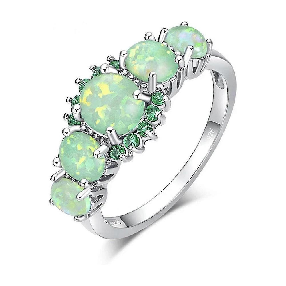 Turquoise Ring Sterling Silver Green Simulation Female Engagement Ring Jewelry Ring Gift Sostegno trimestrale