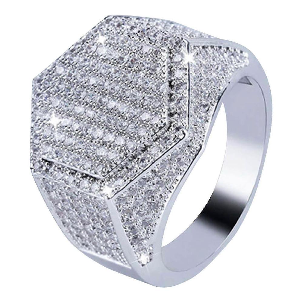 Men's Fashion Diamond Fashion Creative Square Diamond Ring Jewelry Super sconto