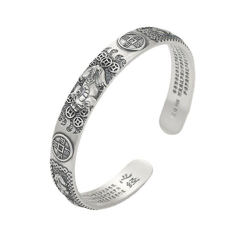 Mens Vintage Open Bangle 925 Silver Thai Handmade Cuff Bracelet Jewelry Gifts